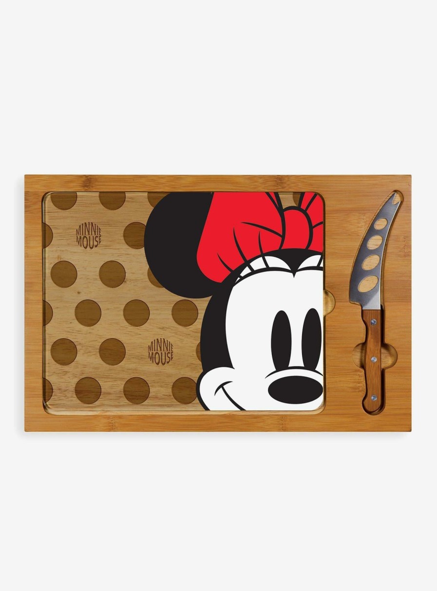 Kitchen * | Disney Minnie Mouse Icon Glass Top Serving Tray & Knife Set Best Sellers