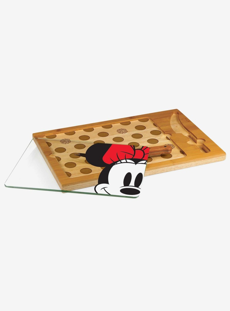 Kitchen * | Disney Minnie Mouse Icon Glass Top Serving Tray & Knife Set Best Sellers