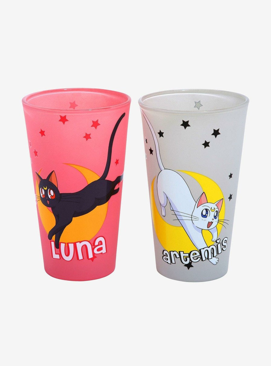 Kitchen * | Sailor Moon Luna & Artemis Pint Glass Set Best-Selling