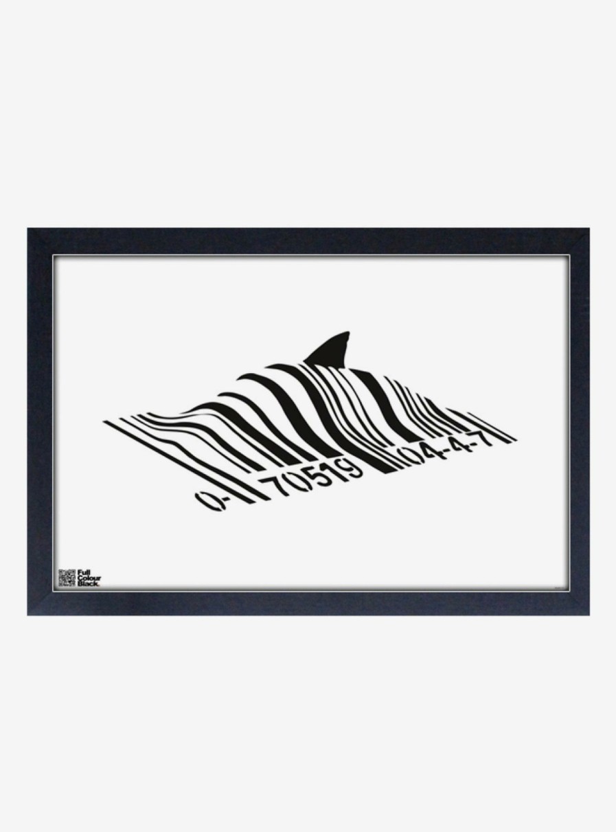 Decor * | Banksy Barcode Shark Framed Wood Wall Art Bargain Sale