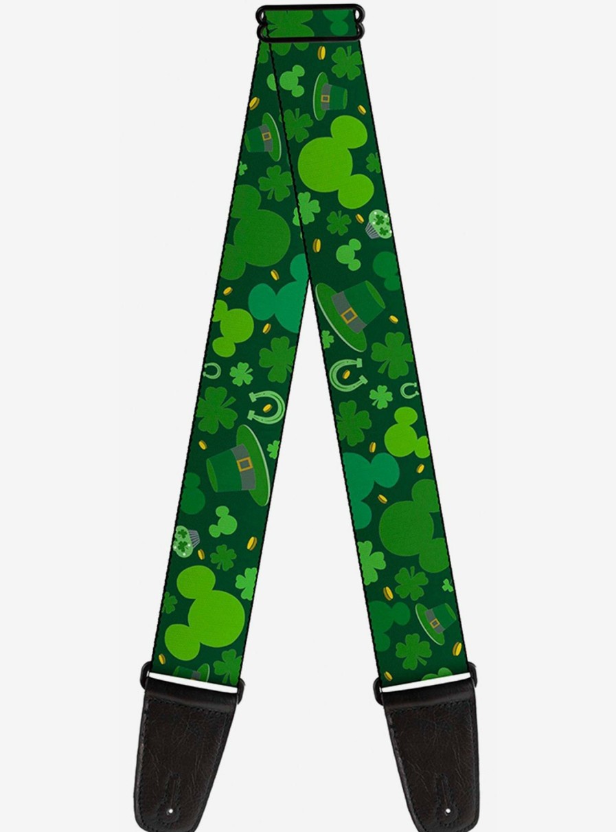 Music * | Disney Mickey Mouse St. Patrick'S Day Collage Green Guitar Strap Discount